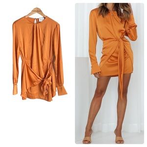 Hello Molly Burnt Orange Long-Sleeve Mini Dress